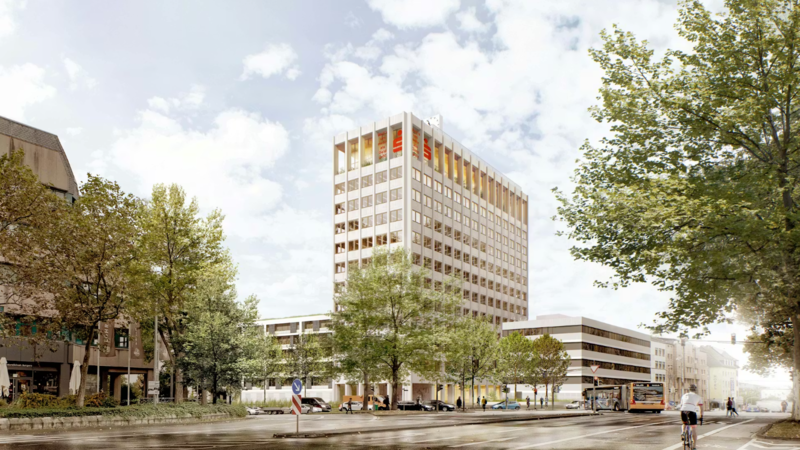 So soll das Sparkassen-Hochhaus am Wöllershof in Koblenz aussehen.