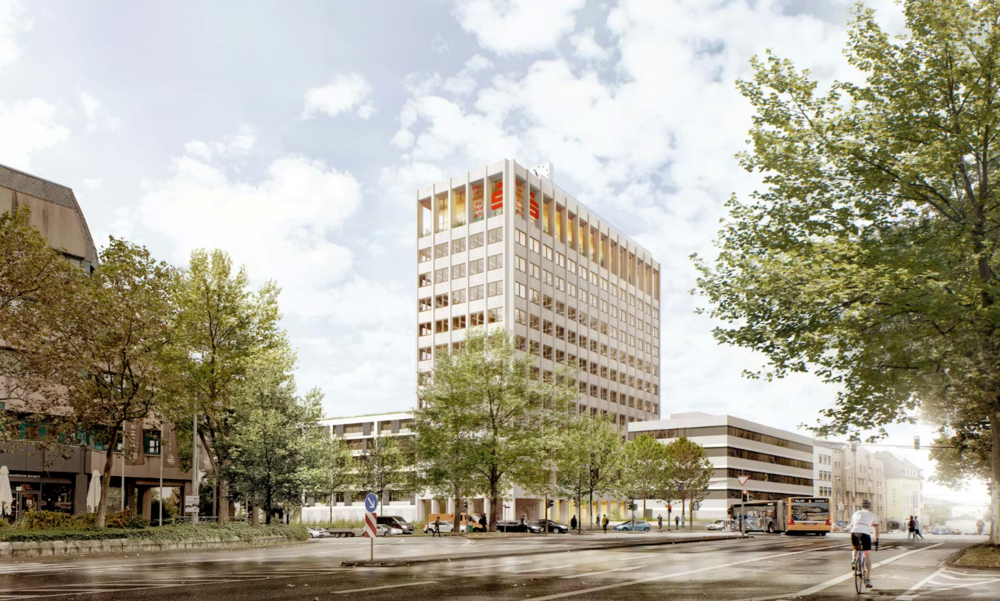 So soll das Sparkassen-Hochhaus am Wöllershof in Koblenz aussehen.