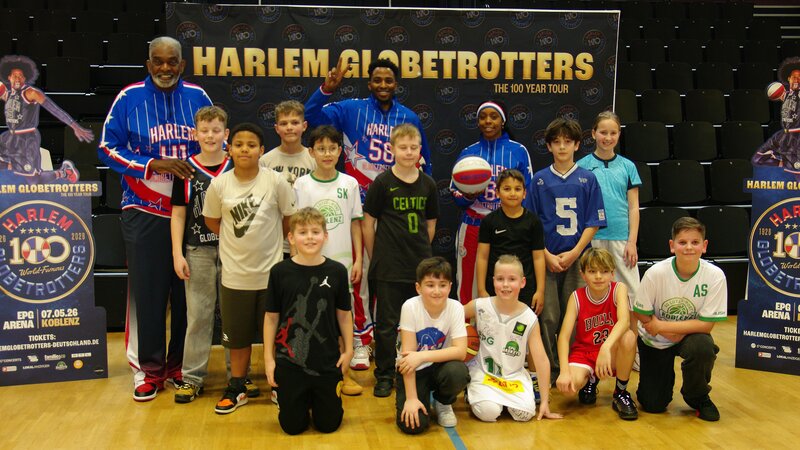 Die Nachwuchsspieler der EPG-Baskets Koblenz bekamen Besuch von den weltberühmten Harlem Globetrotters.