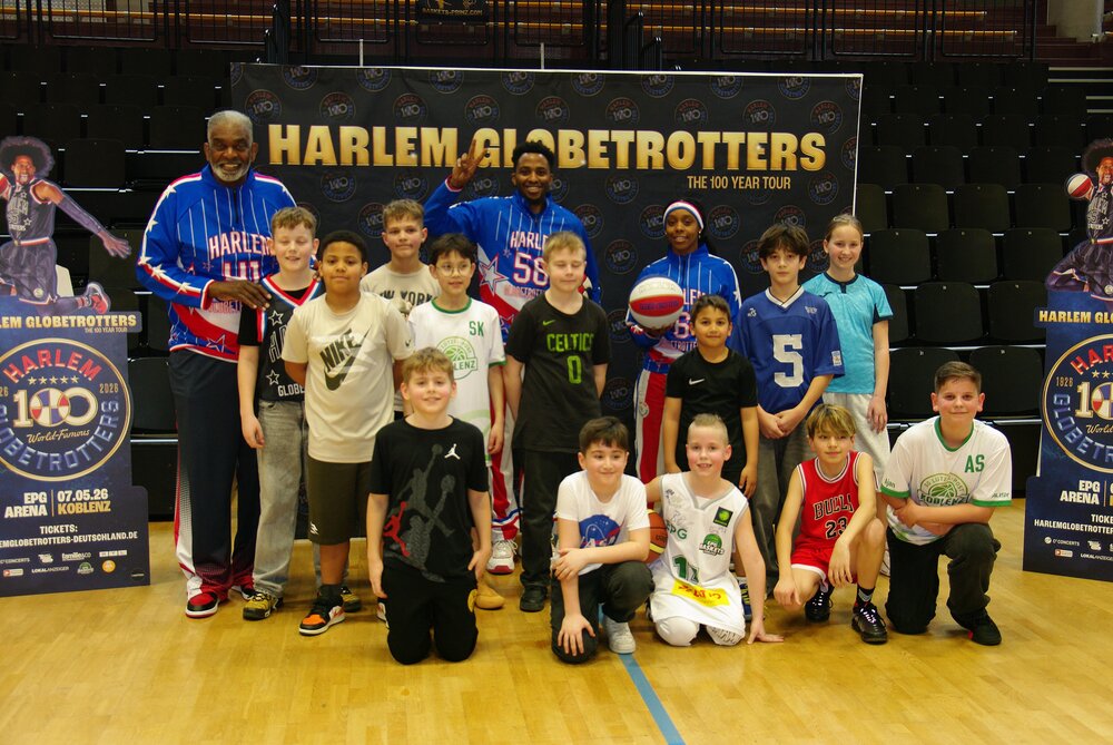 Die Nachwuchsspieler der EPG-Baskets Koblenz bekamen Besuch von den weltberühmten Harlem Globetrotters.