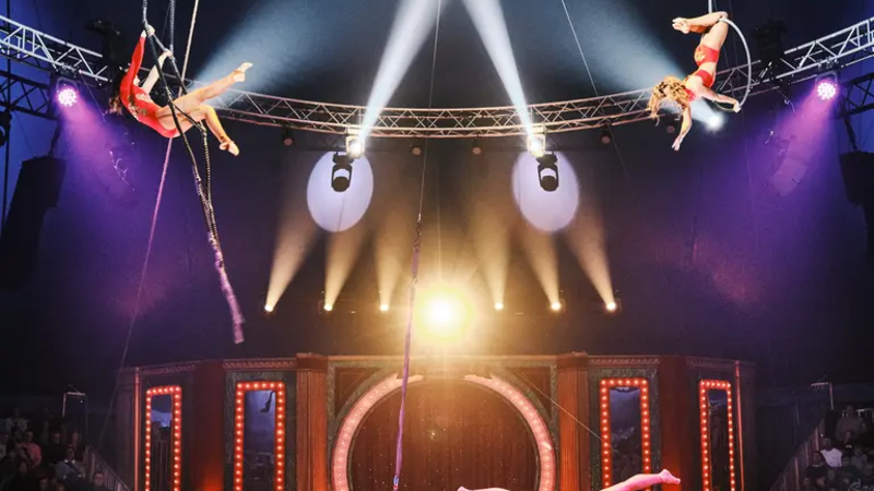 Das Zirkusballett „Group de Mirage“ treten im Koblenzer Weihnachtscircus auf.