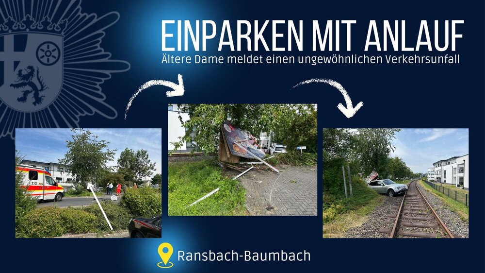 Fotos eines außergewöhnlicher Verkehrsunfall in Ransbach-Baumbach.
