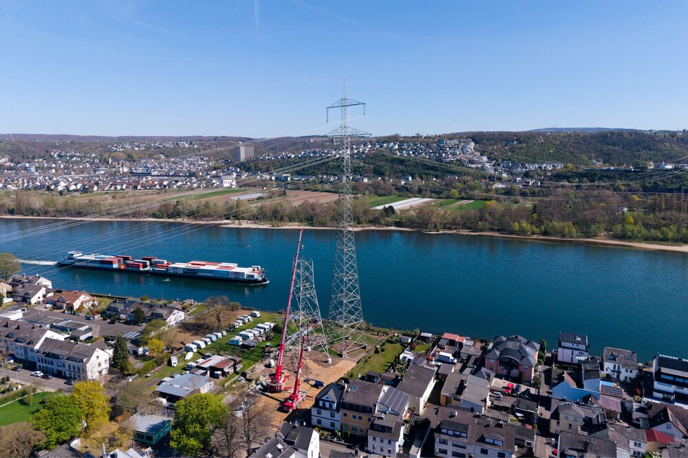 Bauarbeiten in Koblenz-Wallersheim für die Neuerung der Rheinkreuzung.