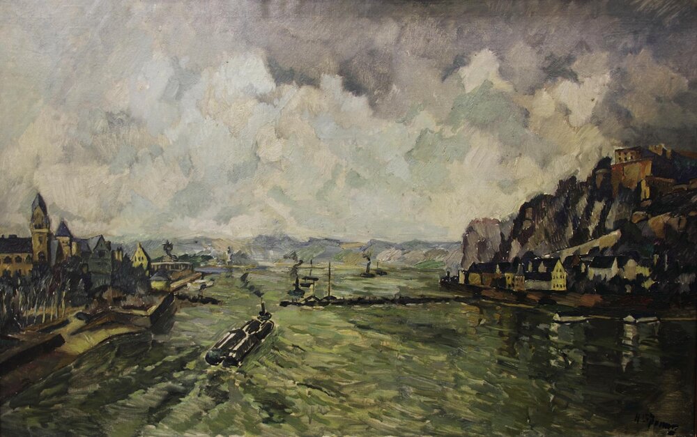Koblenz mit Blick auf Schiffsbrücke 1925/1926