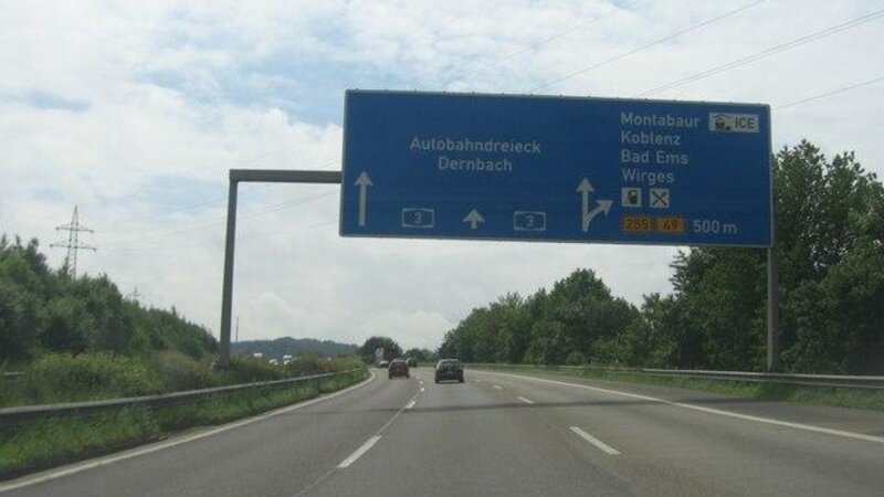 Die A3 Fahrtrichtung Köln bei Montabaur