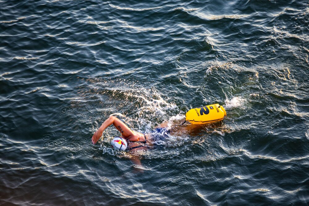 Extremschwimmerin Nathalie Pohl bei ihrem Weltrekordversuch.