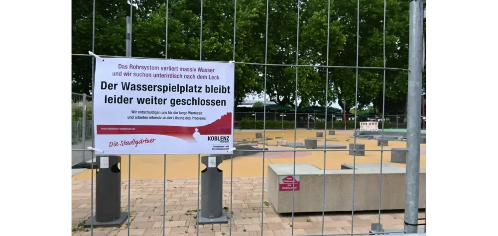 Der Wasserspielplatz am Deutschen Eck wird in diesem Jahr nicht mehr geöffnet.