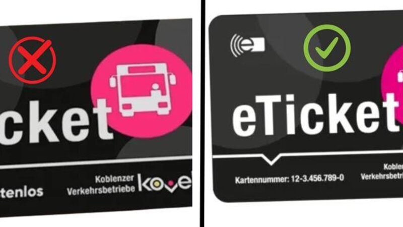 Das falsche eTicket der koveb (Foto links) und das echte (Foto rechts).