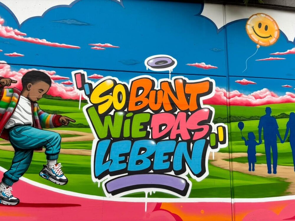 Teilausschnitt des Graffitis, Wand nähe Bahnhof Stadtmitte Koblenz/ Löhr- Center