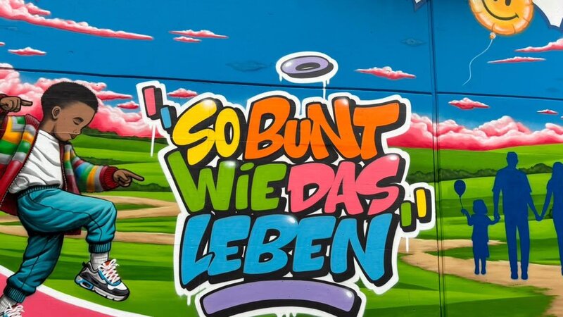 Teilausschnitt des Graffitis, Wand nähe Bahnhof Stadtmitte Koblenz/ Löhr- Center