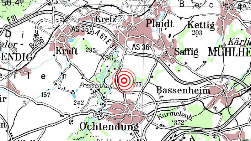 Der Erdbebendienst Südwest lokalisierte das Erdbeben in Ochtendung.