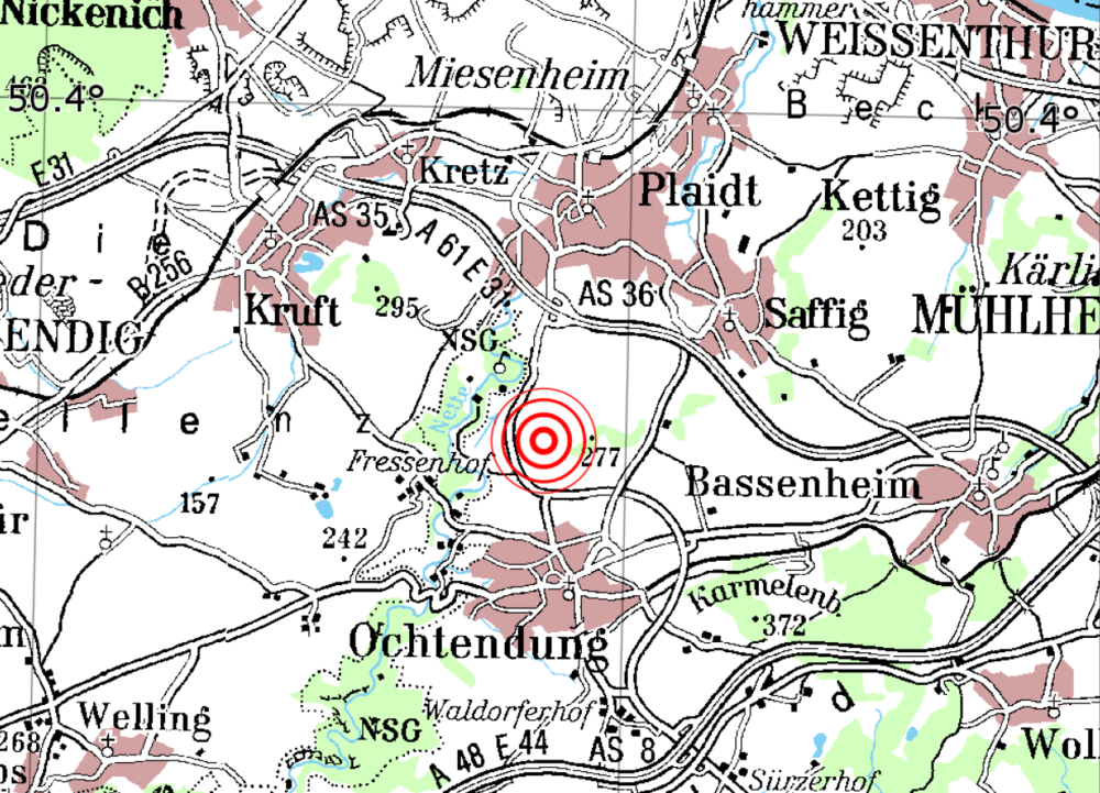 Der Erdbebendienst Südwest lokalisierte das Erdbeben in Ochtendung.
