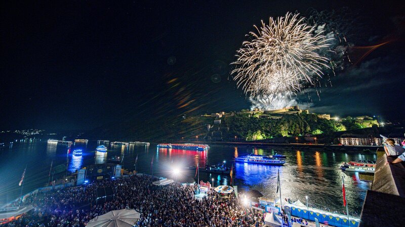 Das Höhenfeuerwerk zu Rhein in Flammen in Koblenz.