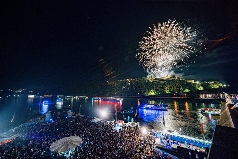 Das Höhenfeuerwerk zu Rhein in Flammen in Koblenz.
