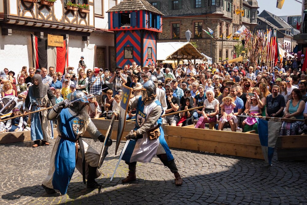 Mittelalter-Fest Spectaculum in Oberwesel am Rhein: Beim Mittelalterfest auf der Loreley wird es so oder so ähnlich zugehen.