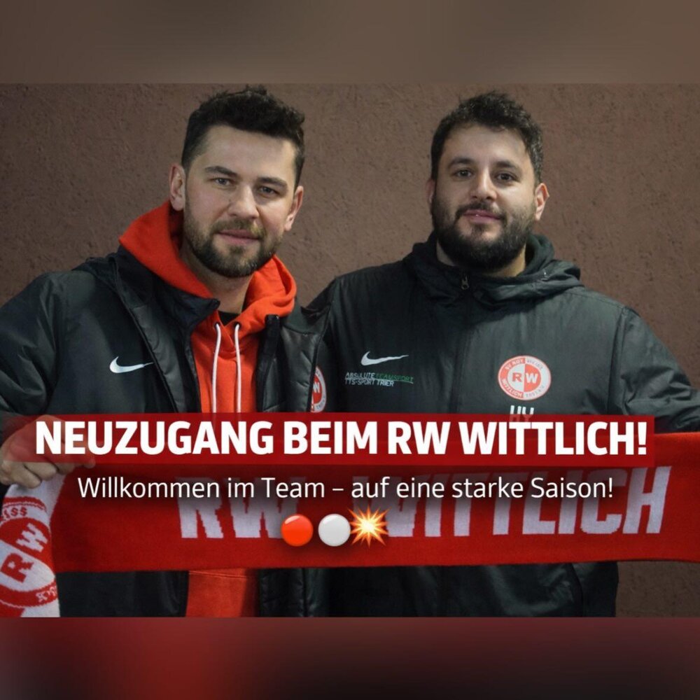 Yusuf Emre Kasal (links) ist neuer Trainer beim Fußball-Rheinlandligisten SV RW Wittlich. Rechts im Bild SV-Vorstandsboss Hakan Yigit.