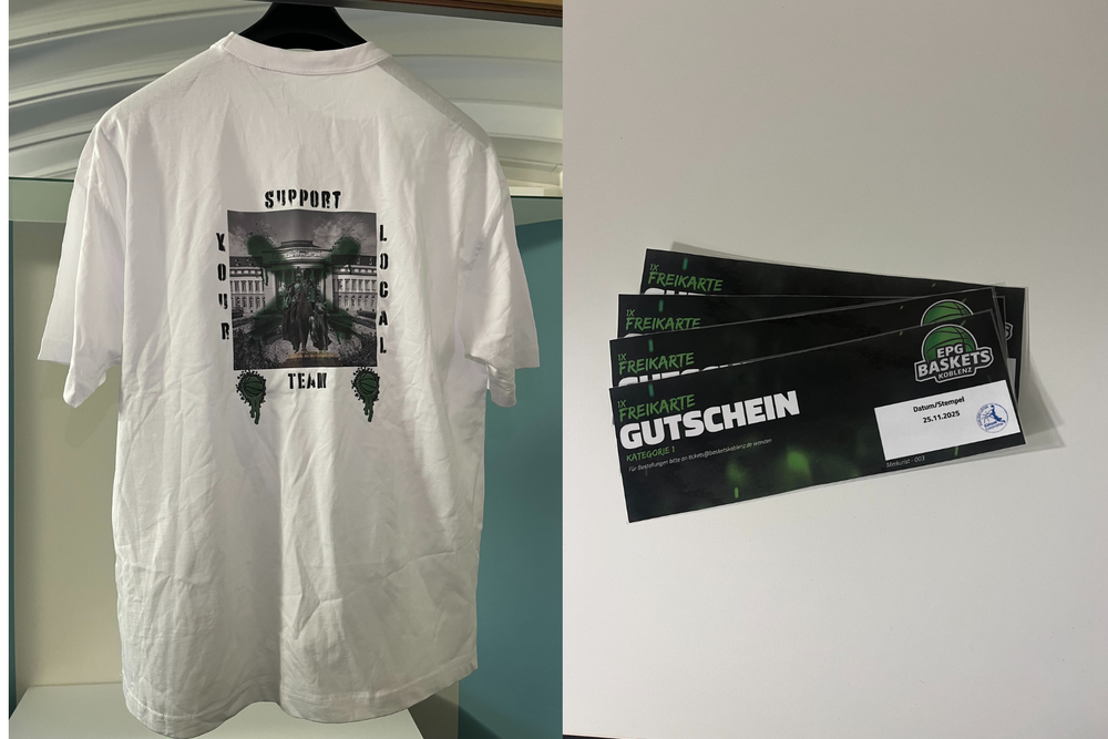 Ein Fanpaket der EPG Baskets Koblenz zu gewinnen. Ein Fanpaket der EPG Baskets Koblenz zu gewinnen.