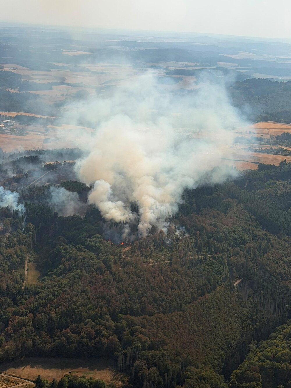 Luftbild vom Brandort bei Langscheid