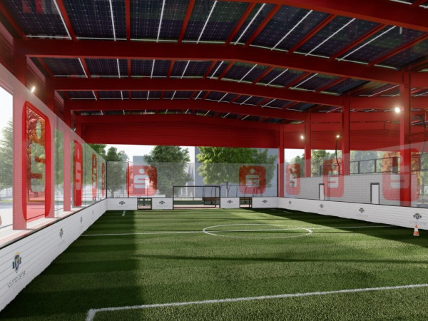 Die  Freiluftsporthalle wird verschiedene Sportarten anbieten.
