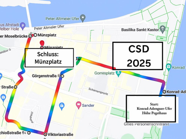 Die Route des CSD Koblenz 2025.