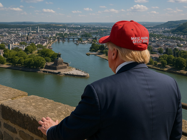 Gewöhnt sich an die Aussicht auf seine neue Lieblingsstadt, Donald Trump in Koblenz