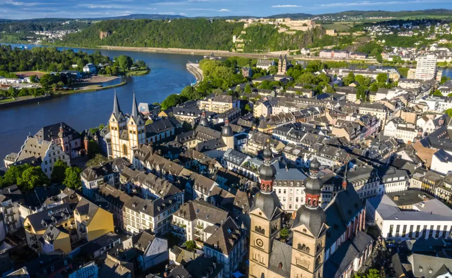 Luftaufnahme Koblenzer Altstadt. Luftaufnahme Koblenzer Altstadt.