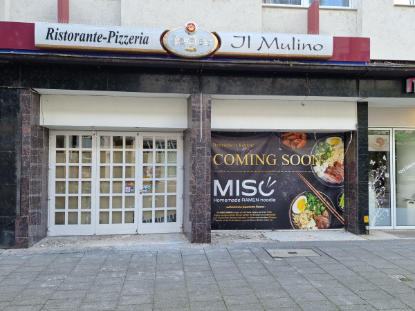 Miso Ramen zieht in die Schloßstraße in die ehemalige Ladenfläche der Pizzeria Il Mulino.