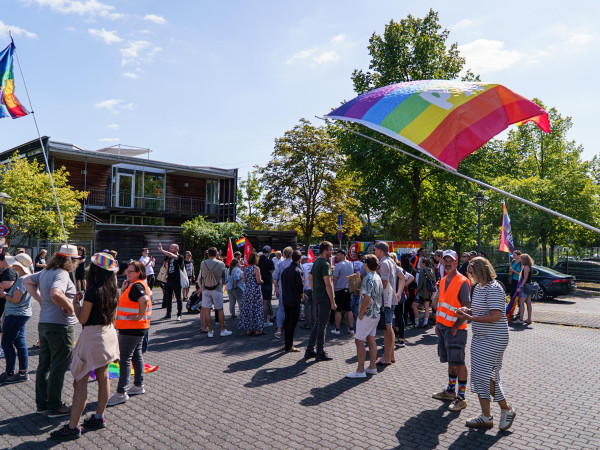 Protest vor dem CGM-Gelände in Koblenz, ausgerufen durch die Linke Rheinland-Pfalz und Koblenz.